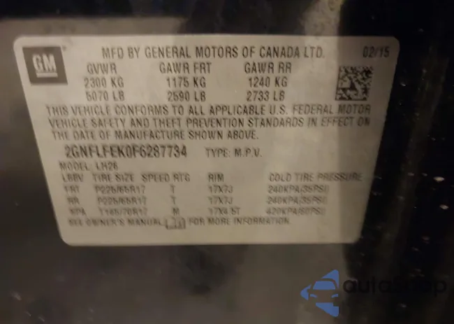 2GNFLFEK0F6287734: 43843409