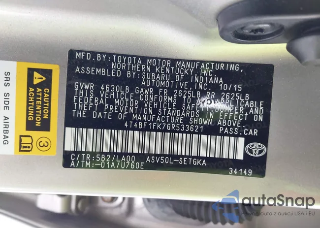 4T4BF1FK7GR533621: 43842514