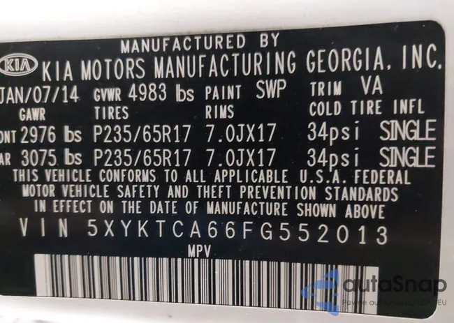 5XYKTCA66FG552013: 43842562