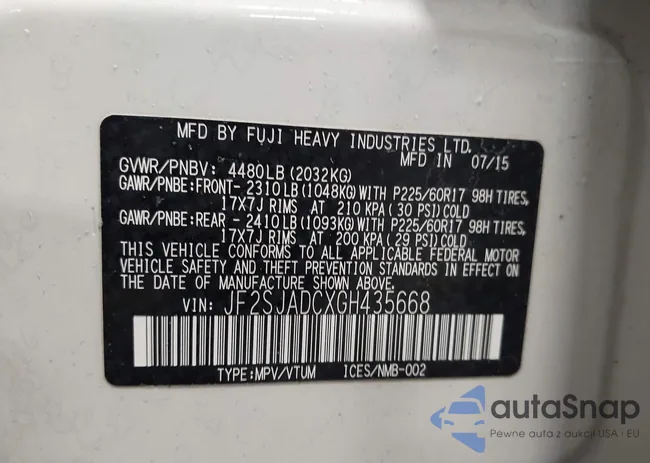 JF2SJADCXGH435668: 43842763