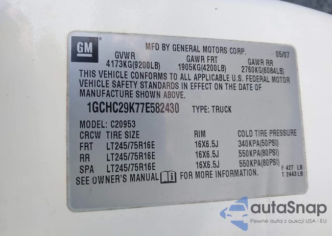 1GCHC29K77E582430: 43842782