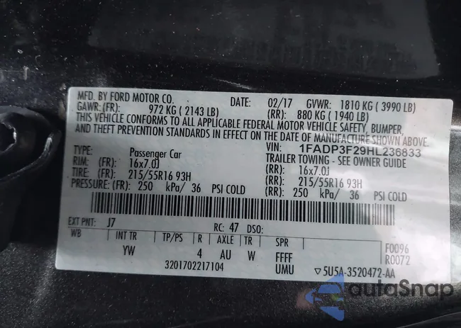 1FADP3F29HL236833: 43842823