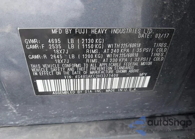 4S4BSAKC2H3371408: 43844080