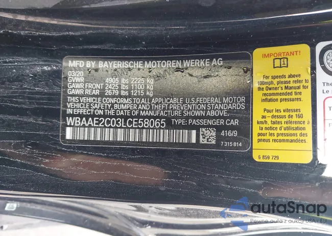 WBAAE2C03LCE58065: 43844089