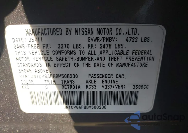 JN1CV6AP8BM508230: 43844123