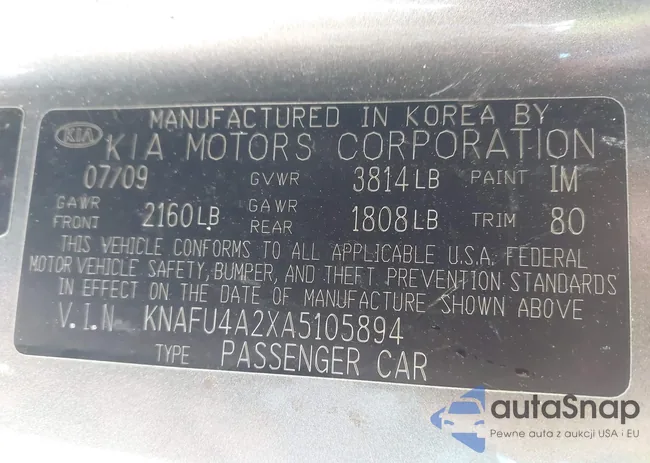 KNAFU4A2XA5105894: 43844461