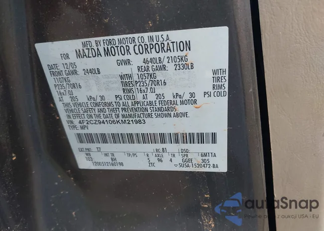 4F2CZ94106KM21983: 43844486