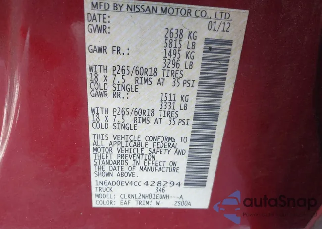 1N6AD0EV4CC428294: 43843666