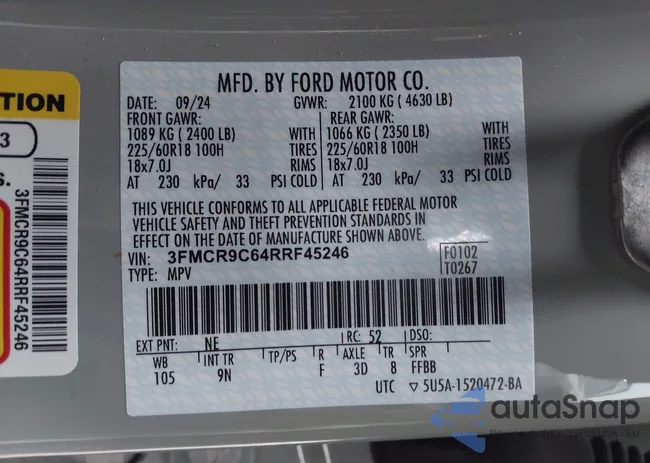 3FMCR9C64RRF45246: 43843706