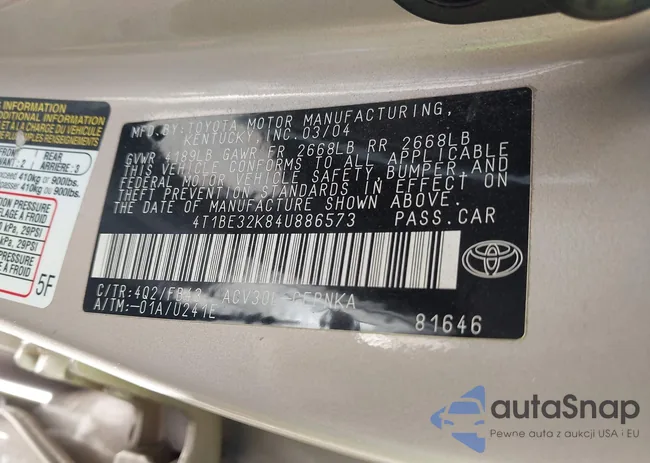 4T1BE32K84U886573: 43844934