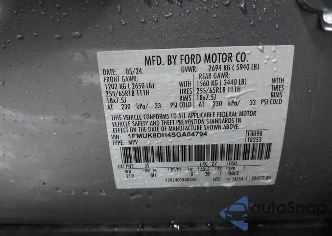 1FMUK8DH4SGA04794: 43845013