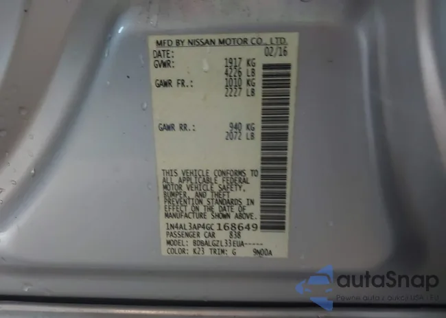 1N4AL3AP4GC168649: 43845017