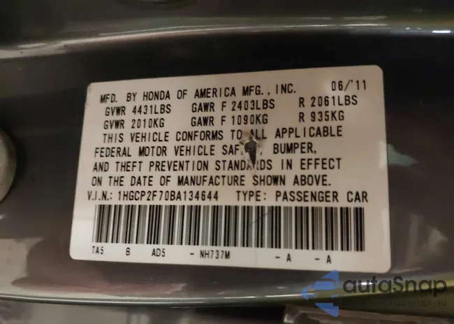 1HGCP2F70BA134644: 43845083