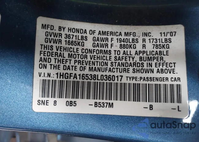 1HGFA16538L036017: 43845128