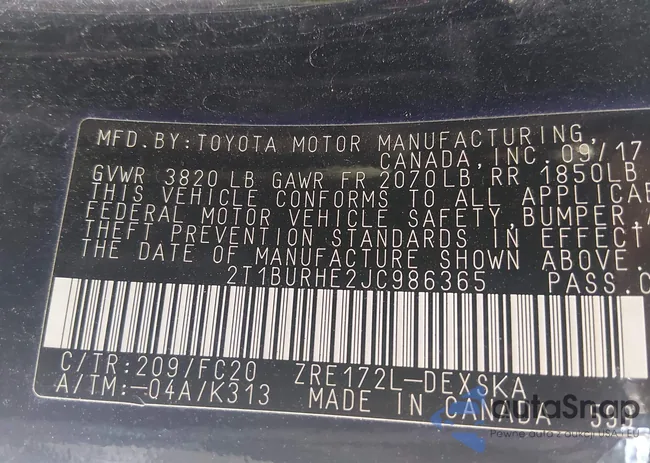 2T1BURHE2JC986365: 43845140