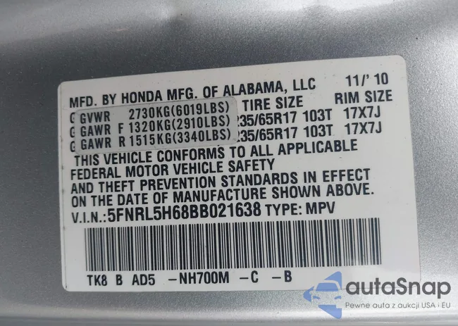 5FNRL5H68BB021638: 43845214