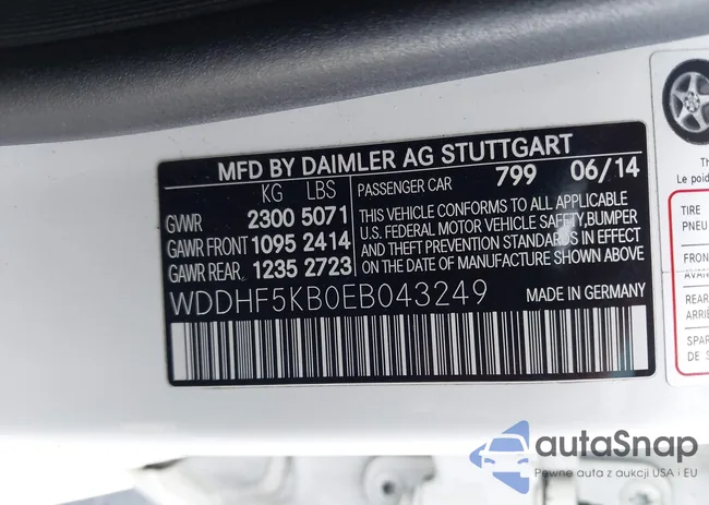 WDDHF5KB0EB043249: 43845478