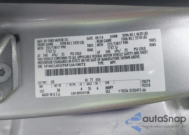 1FMCU0G76FUA19072: 43845493