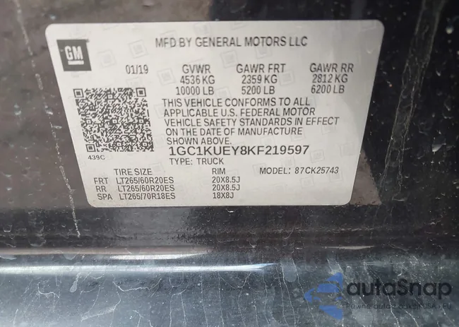 1GC1KUEY8KF219597: 43844523