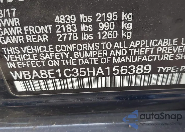 WBA8E1C35HA156389: 43844557
