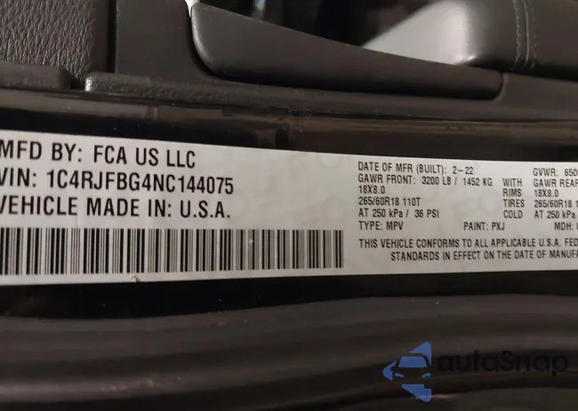 1C4RJFBG4NC144075: 43844761