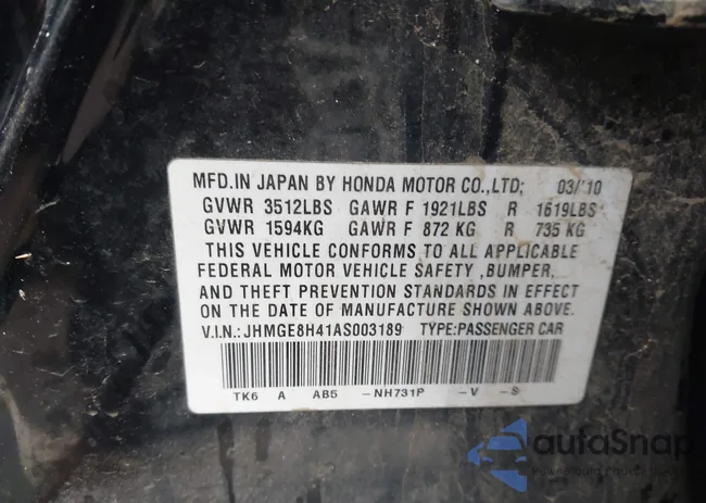 JHMGE8H41AS003189: 43844873