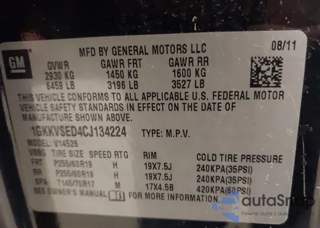 1GKKVSED4CJ134224: 43846155