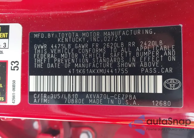 4T1K61AKXMU441755: 43846163