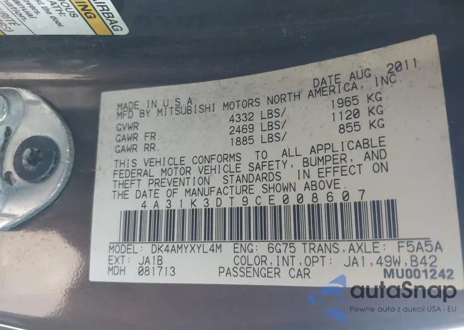 4A31K3DT9CE008607: 43846467