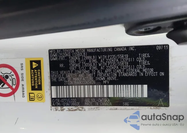 2T2ZK1BA9CC065626: 43845555