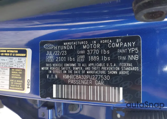 KMHRC8A32PU277530: 43845614