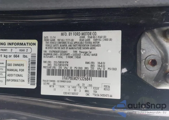 1FATP8EM2F5326841: 43845635