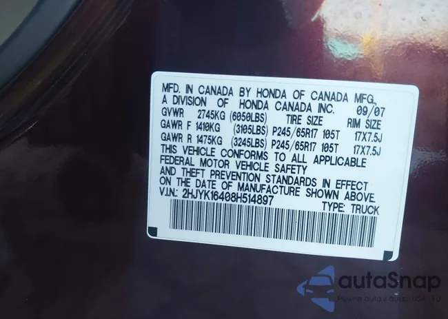 2HJYK16408H514897: 43845665