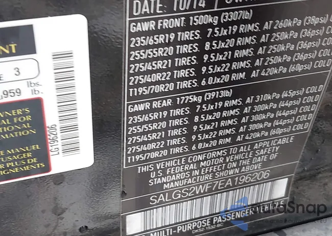 SALGS2WF7EA196206: 43845682