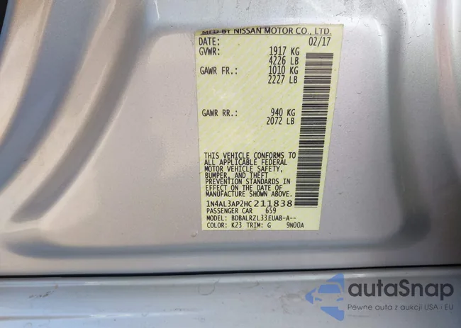 1N4AL3AP2HC211838: 43846910