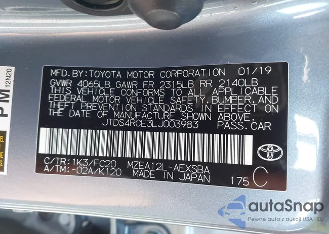 JTDS4RCE3LJ003983: 43846950