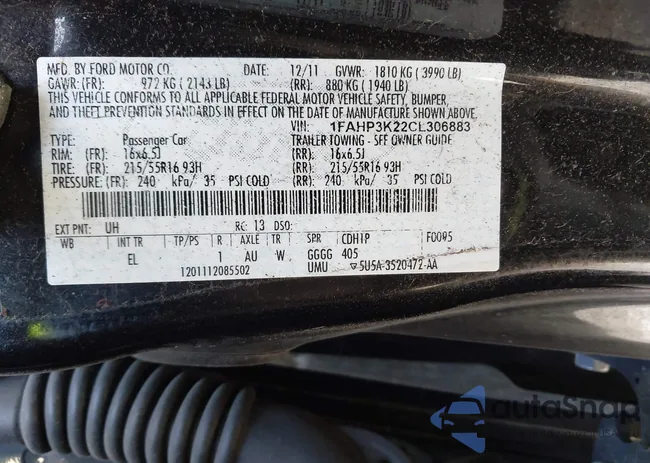 1FAHP3K22CL306883: 43846963