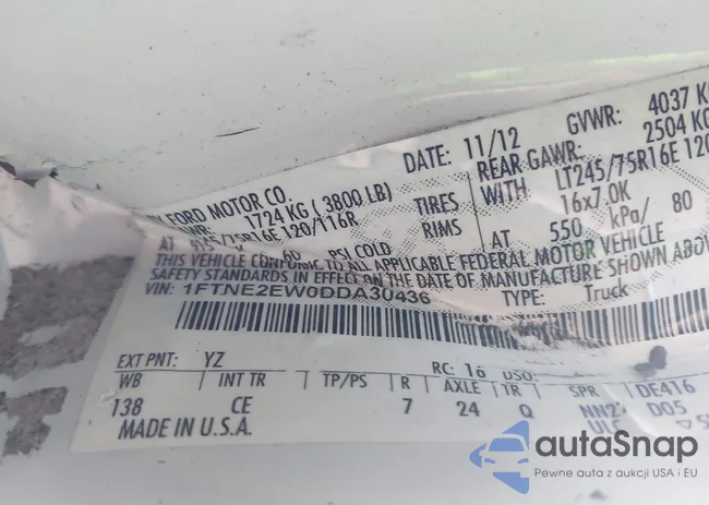 1FTNE2EW0DDA30436: 43847165