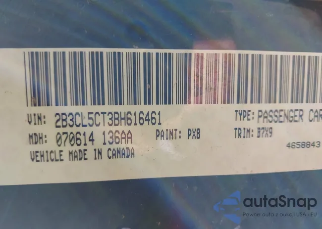 2B3CL5CT3BH616461: 43847277