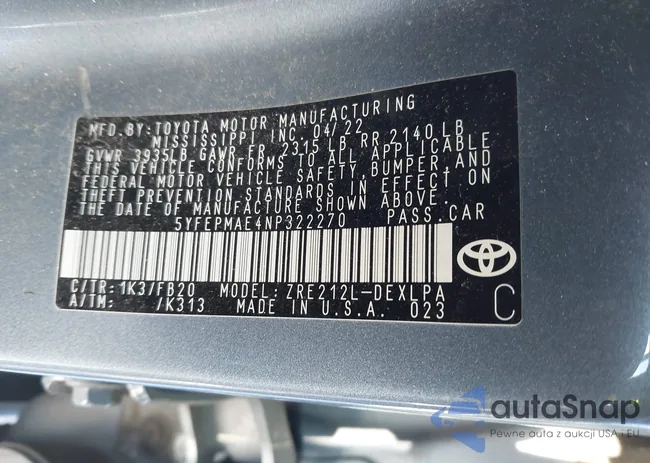 5YFEPMAE4NP322270: 43847341