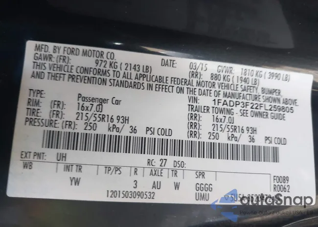 1FADP3F22FL259805: 43846538