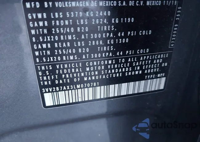 3VV2B7AX3LM070781: 43846621