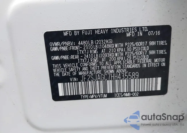 JF2SJAGC7HH435589: 43846678