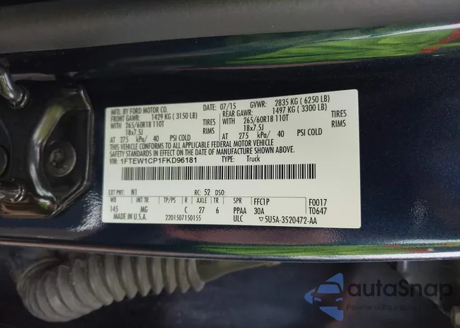 1FTEW1CP1FKD96181: 43846732