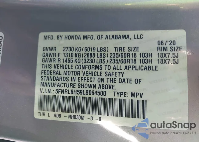 5FNRL6H59LB064500: 43846747