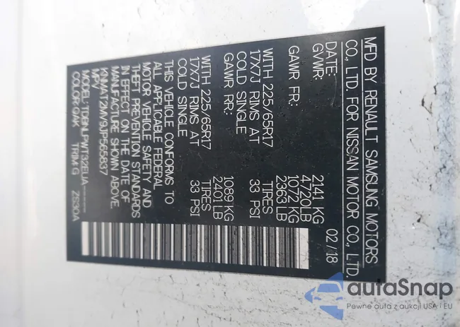 KNMAT2MV9JP565837: 43846785