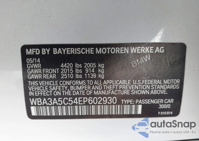 WBA3A5C54EP602930: 43848114