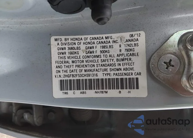 2HGFB2F53CH591316: 43848382