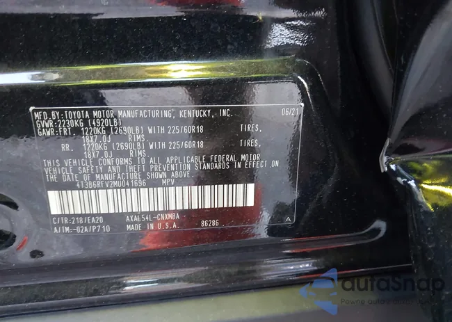 4T3B6RFV2MU041696: 43848406