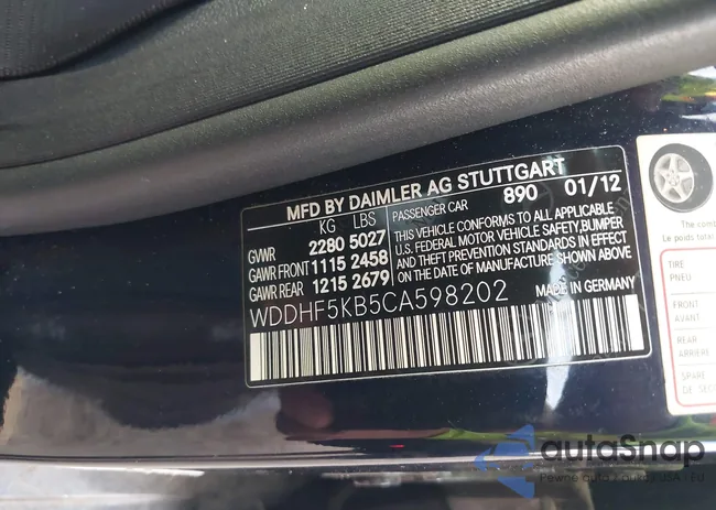 WDDHF5KB5CA598202: 43848420